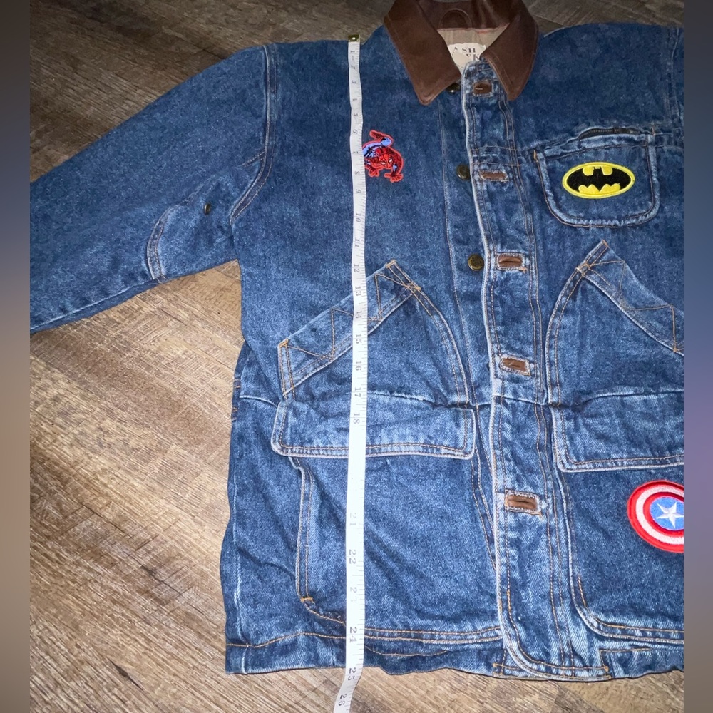 Ash Creek Trading Denim Jacket Lined Superhero Patch ‎ Small - Picture 11 of 16